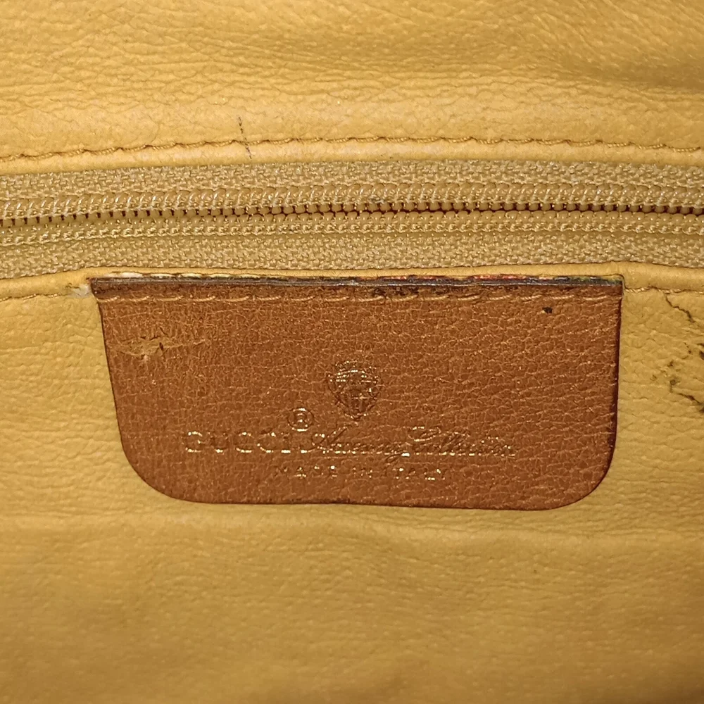 GUCCI PVC GG Supreme Clutch - Cream w/ Tan Leather - Picture 8 of 16